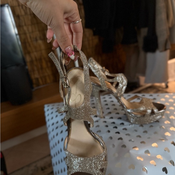 Jessica Simpson Glittering Gold Strappy Heels - Picture 11 of 16